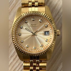 Rogue Signature Diamond Dress Watch Gold-Tone Dial, Case, Bracelet Date Window
